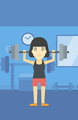 Image showing Woman lifting barbell vector illustration.