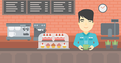 Image showing Man making coffee vector illustration.