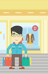 Image showing Happy man with shopping bags vector illustration.