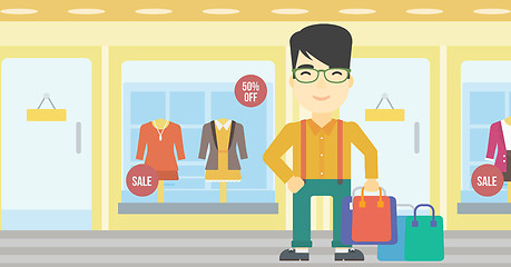 Image showing Happy man with shopping bags vector illustration.