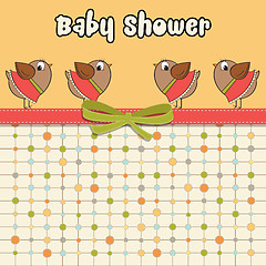 Image showing Delicate baby shower card with dressed birds