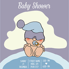 Image showing baby boy shower card with funny little baby