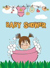 Image showing Beautiful baby girl shower card