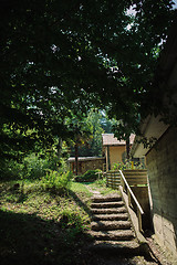 Image showing Summer backyard with staircase