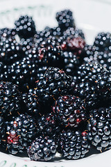 Image showing Blackberry on plate in close-up