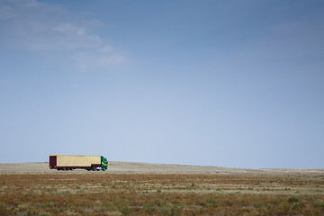 Image showing Truck driving in countryside