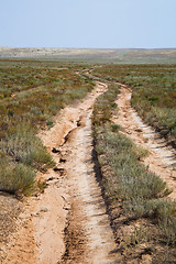 Image showing Road through the grassland