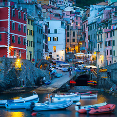 Image showing Riomaggiore in Cinque Terre, Italy - Summer 2016 - Sunset Hour