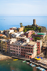 Image showing Vernazza in Cinque Terre, Italy - Summer 2016 - view from the hi