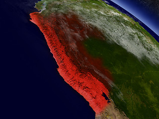 Image showing Peru from space highlighted in red