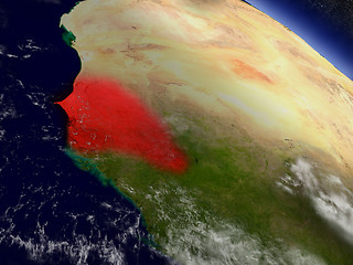 Image showing Senegal from space highlighted in red