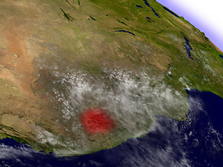 Image showing Lesotho from space highlighted in red