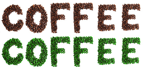 Image showing green and brown coffee isolated