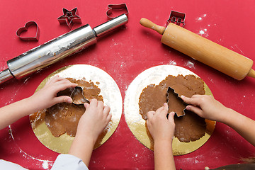 Image showing Children making christmas gingerbread