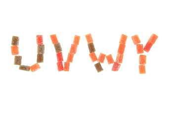 Image showing candy fruit cubes alphabet