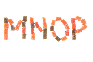 Image showing candy fruit cubes alphabet