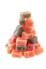 Image showing candy fruit cubes as christmas tree