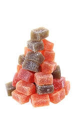 Image showing candy fruit cubes as christmas tree