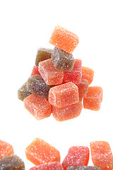 Image showing candy fruit cubes as christmas tree