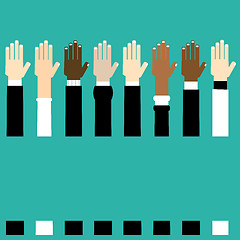 Image showing diversity hands raised