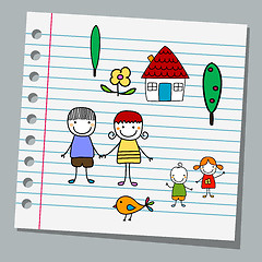 Image showing notebook paper with family