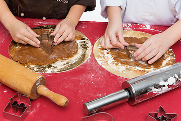 Image showing Children making christmas gingerbread