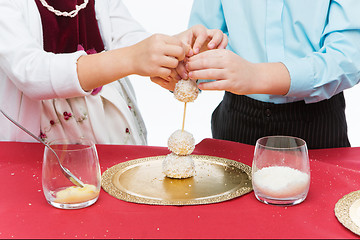 Image showing Children making christmas dessert