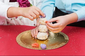 Image showing Children making christmas dessert