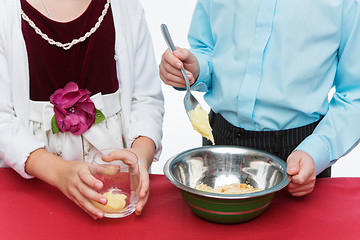 Image showing Children making christmas dessert