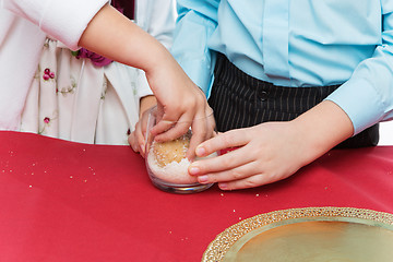 Image showing Children making christmas dessert