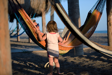 Image showing relaxed woman laying in hammock