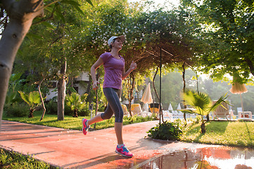 Image showing sporty woman jogging