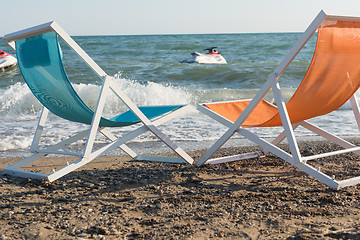 Image showing colorful beach chairs