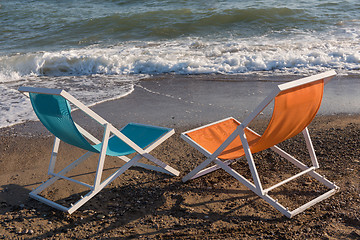 Image showing colorful beach chairs