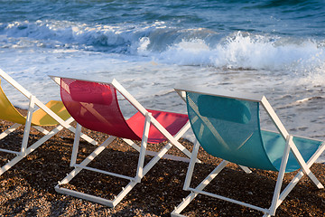 Image showing colorful beach chairs