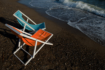 Image showing colorful beach chairs