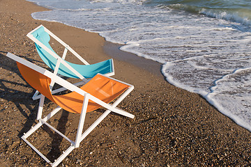 Image showing colorful beach chairs