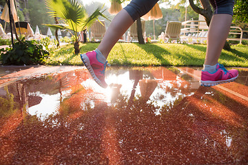 Image showing sporty woman jogging