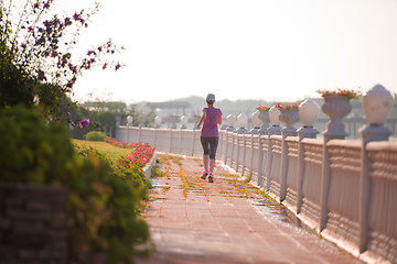 Image showing sporty woman jogging