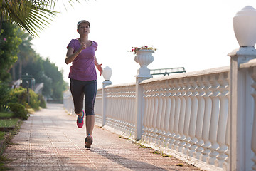 Image showing sporty woman jogging