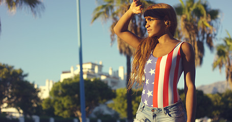 Image showing Pretty African Woman in Casual Summer Clothing