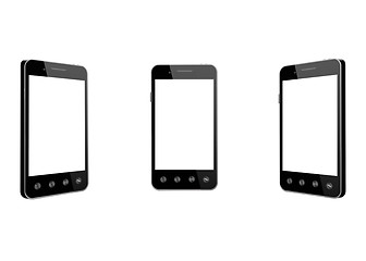 Image showing Modern mobile phones on the white background