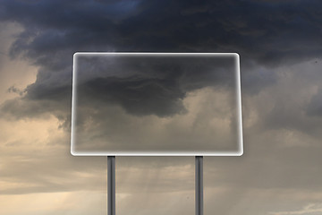 Image showing empty and transparent billboard in thunder-storm