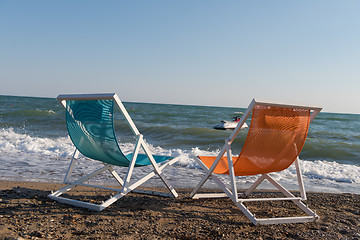 Image showing colorful beach chairs