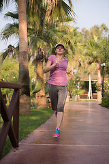 Image showing sporty woman jogging