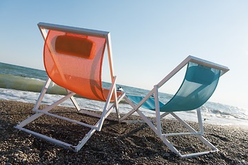 Image showing colorful beach chairs