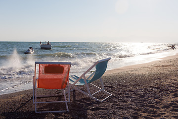 Image showing colorful beach chairs