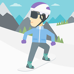 Image showing Young man snowboarding vector illustration.