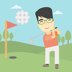 Image showing Golfer hitting the ball vector illustration.