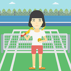 Image showing Female tennis player vector illustration.